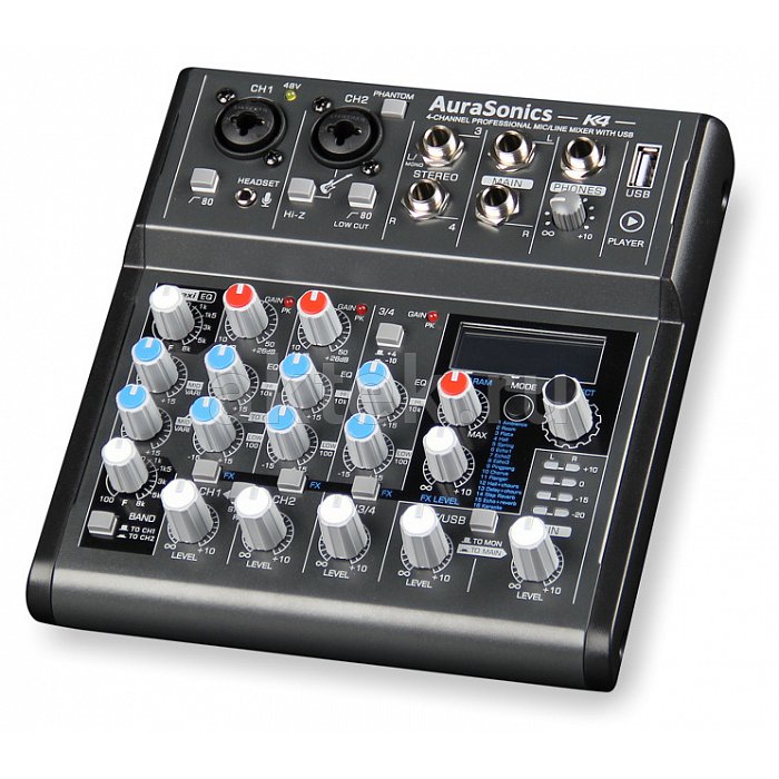 AuraSonics K4 компактный микшерный пульт 2 мик.+1