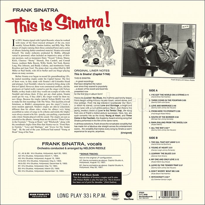 Виниловая пластинка FRANK SINATRA - THIS IS SINATRA! 180 GRAM BLACK VINYL 12" 2