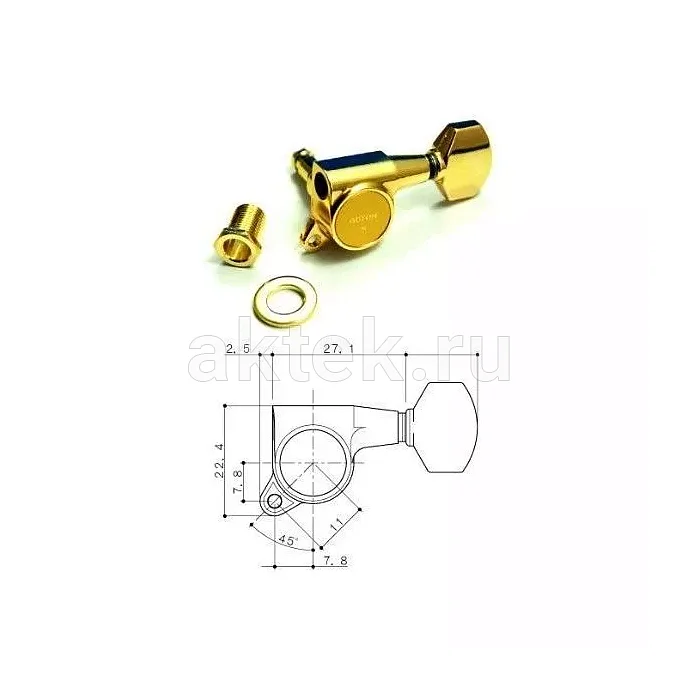 Gotoh SG381-07-G-(L6) герметичные гитарные колки, 6 слева, Schaller