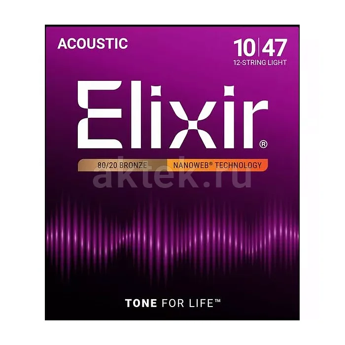 Elixir 11152 NanoWeb струны для 12-струнной акустической гитары, 10-47