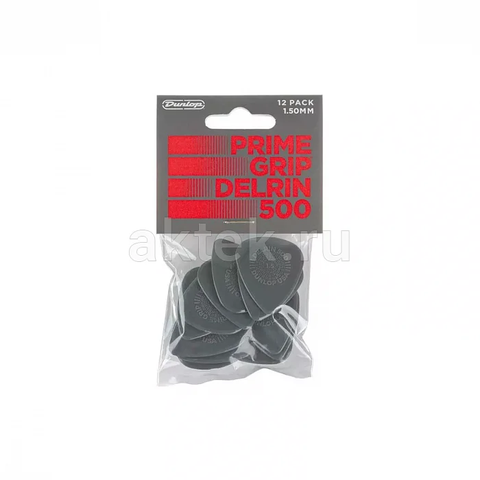 Dunlop 450P150 Delrin 500 Primegrip 12Pack медиаторы, 1,5 мм 4