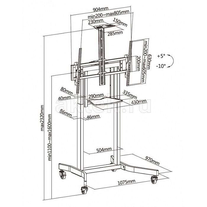 Digis DSM-PM986 стойка ТВ 50–100″ VESA 800×600 120кг 2