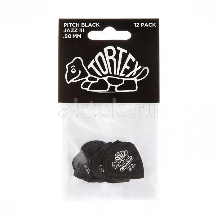 Dunlop 482P050 Tortex Pitch Black Jazz медиаторы, 0,5 мм 4