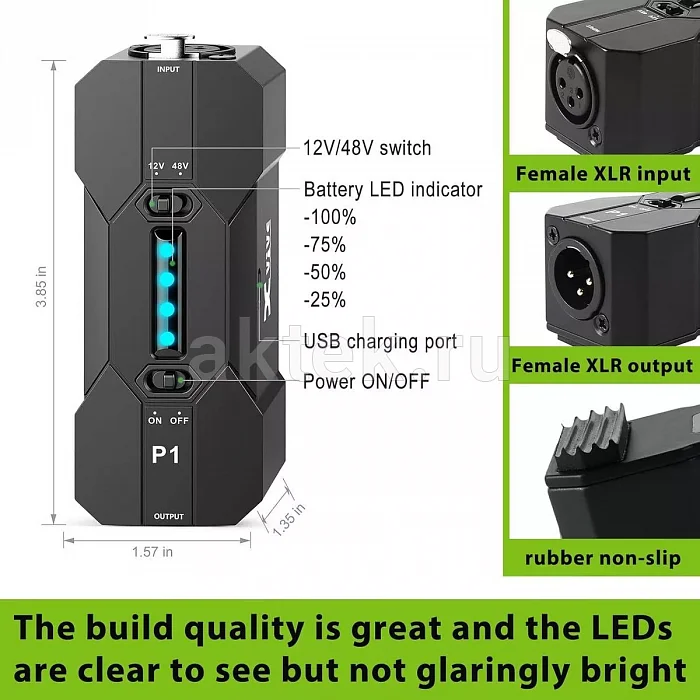 Xvive P1 портативный блок фантомного питания 12/48 В 4