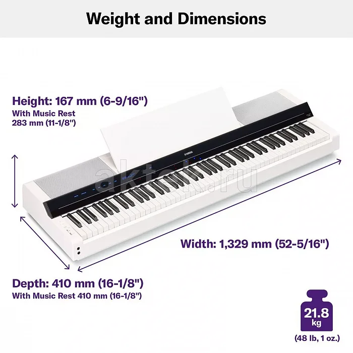 Yamaha P-S500WH цифровое пианино, 88 клавиш, 256 голосов, 100 тембров 6