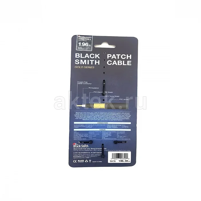 BlackSmith Patch Cable Gold Series 1.96ft патч-кабель Jack, 60 см 2