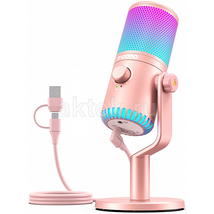 Maono DM30RGB (pink), конденсаторный USB микрофон, 24bit/48kHz