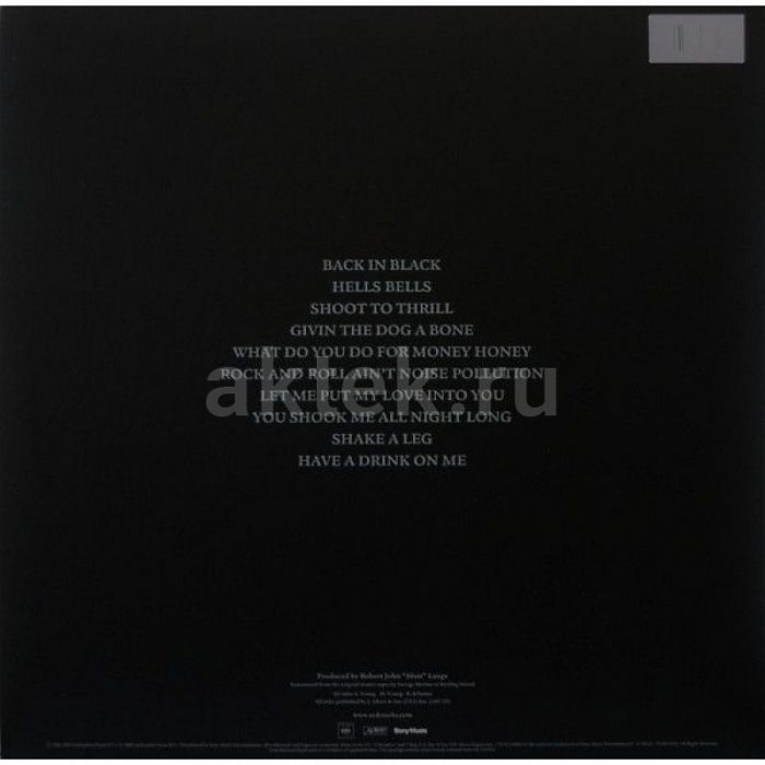 Виниловая пластинка AC/DC - BACK IN BLACK 180 GRAM BLACK VINYL 12" 2