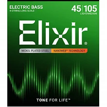 Elixir 14077 NanoWeb комплект струн, калибр 45-105, Medium