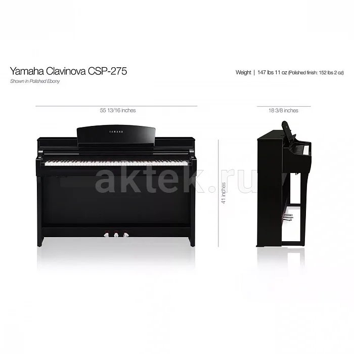Yamaha CSP-275PE цифровое пианино, 256 голосов, 819 тембров, GrandTouch-S 6
