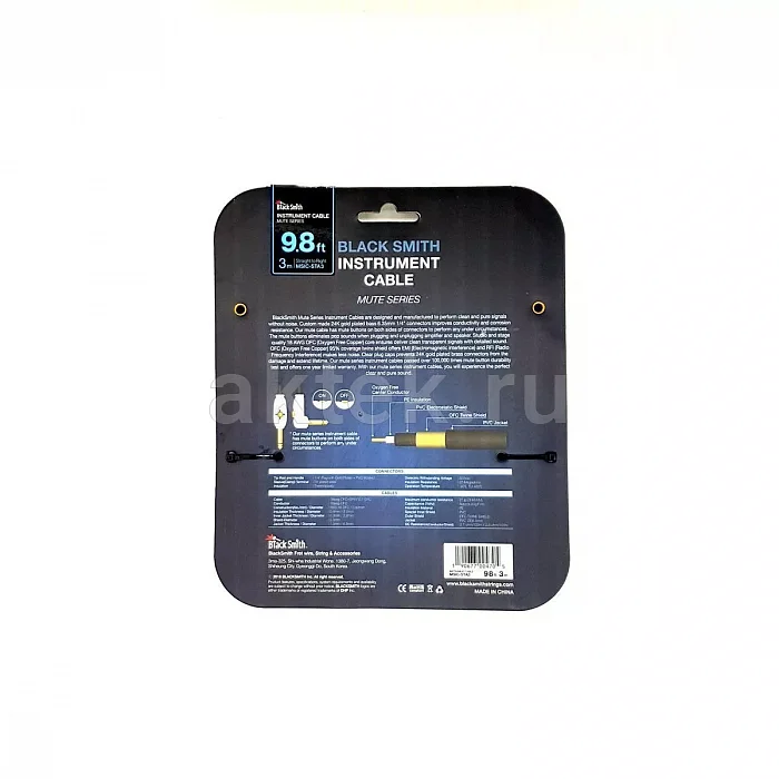 BlackSmith Instrument Cable Mute Series 9.8ft инструментальный кабель, 3 м 3