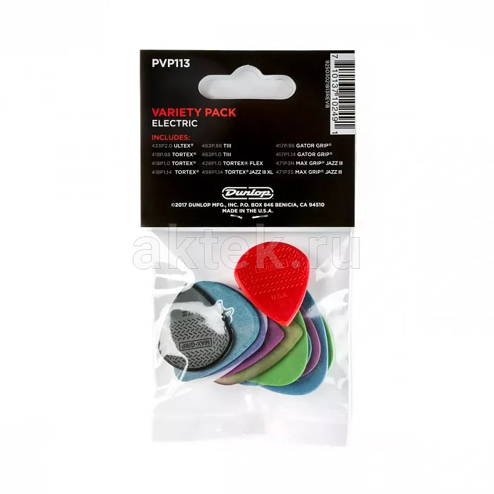 Dunlop PVP113 Variety Electric 12Pack медиаторы, tortex, 12 шт 2