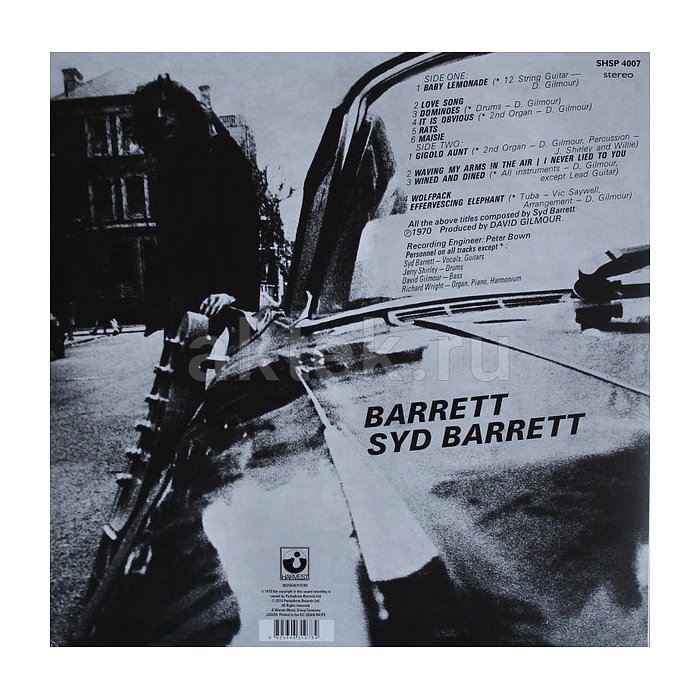 Виниловая пластинка SYD BARRETT - BARRETT 180 GRAM BLACK VINYL 12" 2
