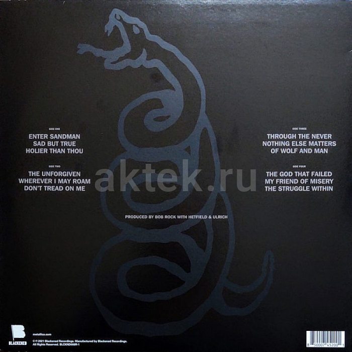 Виниловая пластинка METALLICA - METALLICA 180 GRAM BLACK VINYL 12" 2
