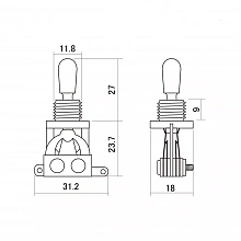 Hosco H-YM-T20-G трёхпозиционный переключатель звукоснимателей для Les Paul 2 Hosco H-YM-T20-G трёхпозиционный переключатель звукоснимателей для Les Paul 2