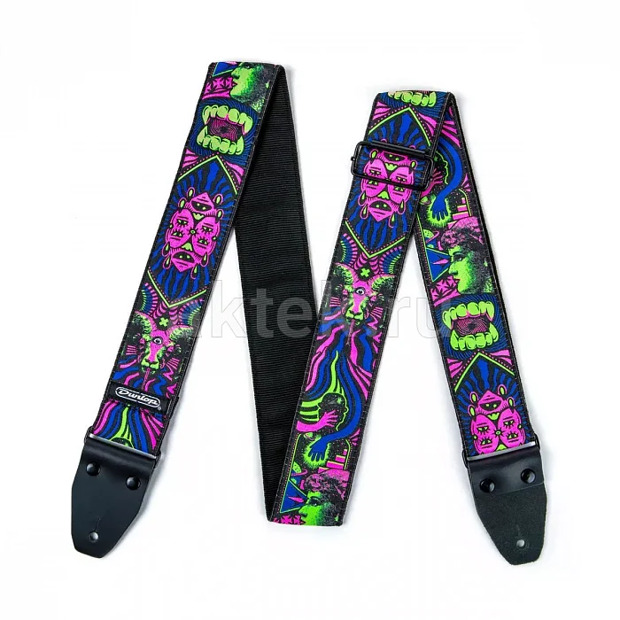 Dunlop ILD05 I Love Dust Fangs Green гитарный ремень, жаккард