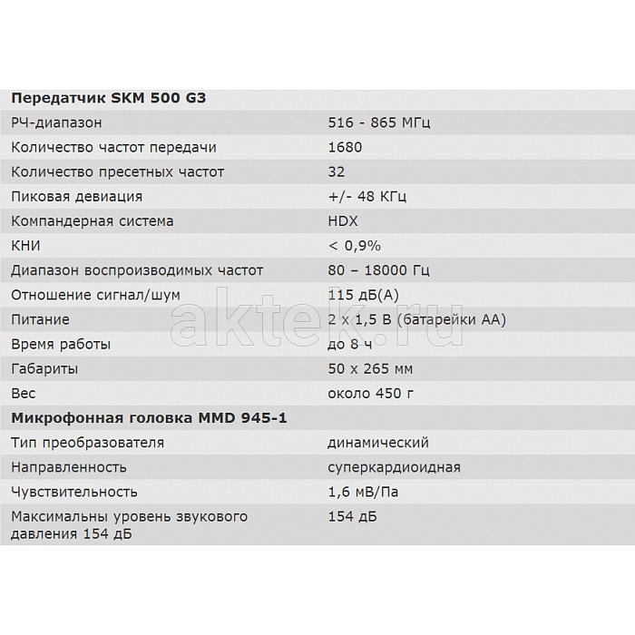 Ручной передатчик Sennheiser SKM 500-945 G3 2