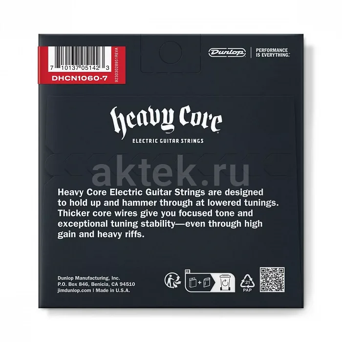 Dunlop DHCN10607 Heavy Core комплект струн, калибр 10-60 2