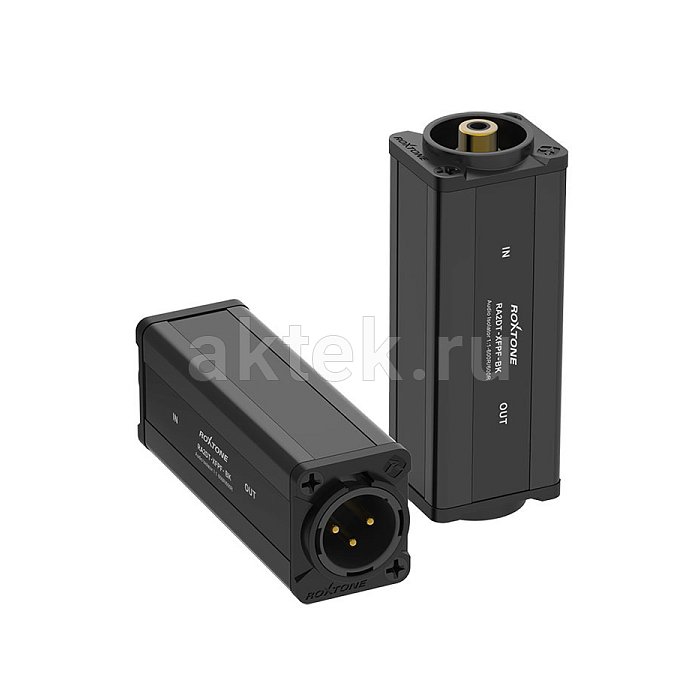 ROXTONE RA2DT-XMPF-BK аудиопереходник, цвет чёрный, трансформаторная развязка, XLR, RCA 2