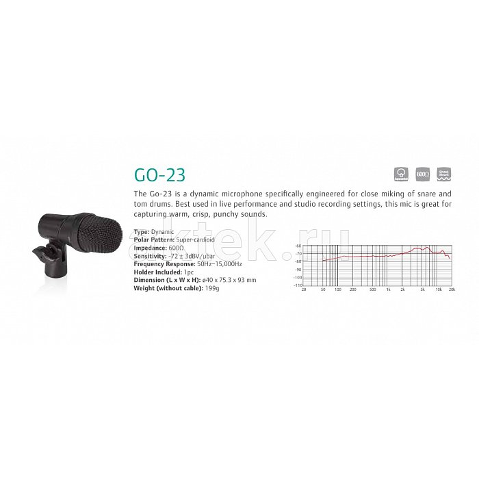 Carol GO-23 универсальный инструментальный микрофон с держателем 3