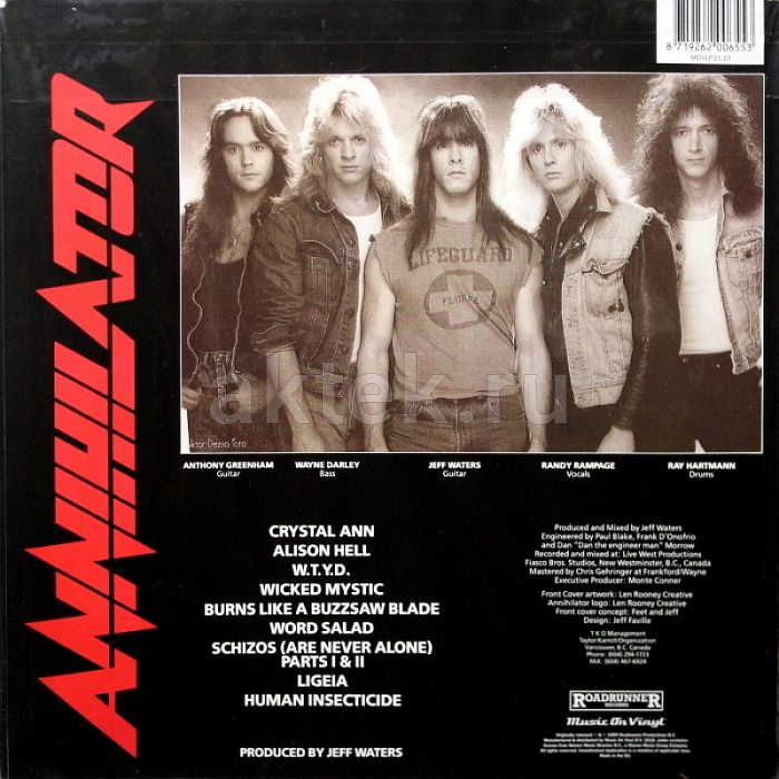 Виниловая пластинка ANNIHILATOR - ALICE IN HELL 180 GRAM BLACK VINYL 12" 2