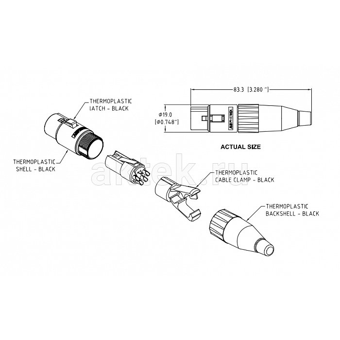 Разъем XLR AMPHENOL AC3FCP 2