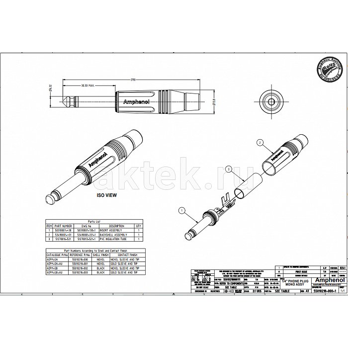 Разъем джек AMPHENOL ACPM-GB 2