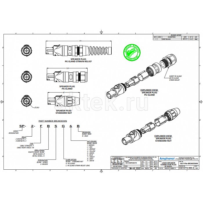Разъем Speakon AMPHENOL SP4FS 2