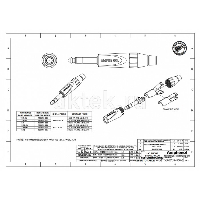 Разъем джек AMPHENOL TS3P 2
