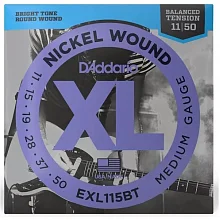 D'Addario EXL115BT комплект струн, калибр 11-50, никелированная обмотка