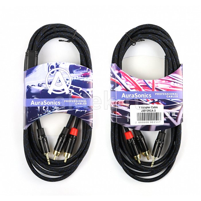 AuraSonics J35Y2RCA-3 аудио Y-кабель jack 3,5 -> 2 x RCA, 3 м