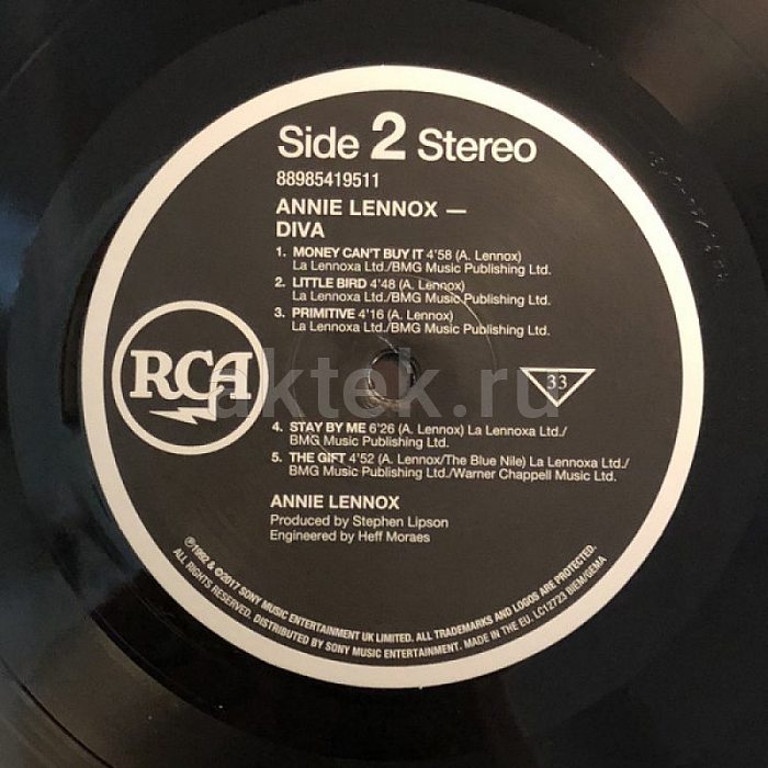 Виниловая пластинка ANNIE LENNOX - DIVA 180 GRAM BLACK 12" 4