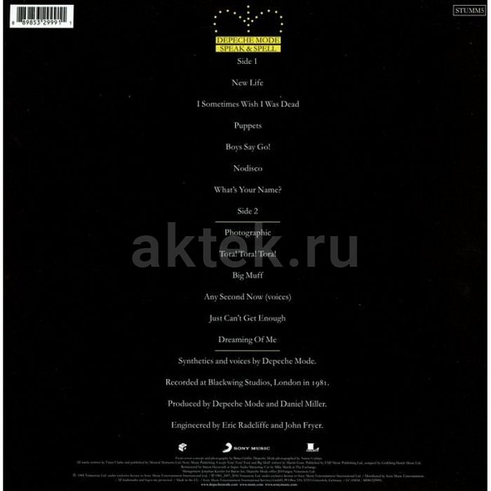 Виниловая пластинка DEPECHE MODE - SPEAK AND SPELL BLACK VINYL 12" 2