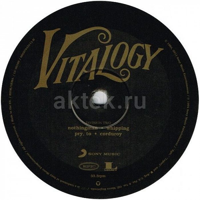 Виниловая пластинка PEARL JAM - VITALOGY VINYL EDITION BLACK VINYL 12" 4