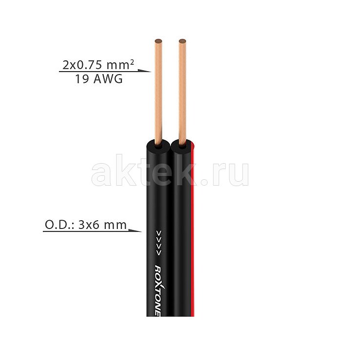 ROXTONE SC008A/100 спикерный кабель, 100 м, 2×0,75 мм² 3