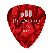 Dunlop 483P09TH Celluloid Red Pearloid Thin медиаторы, целлулоид, 12 шт