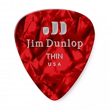 Dunlop 483P09TH Celluloid Red Pearloid Thin медиаторы, целлулоид, 12 шт