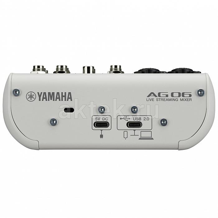 Yamaha AG06MK2 аудиоинтерфейс, белый, 6 каналов, USB 3