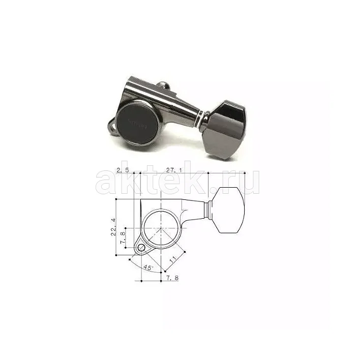 Gotoh SG381-MG-07-CK-(L6) локовые гитарные колки, схема 6L
