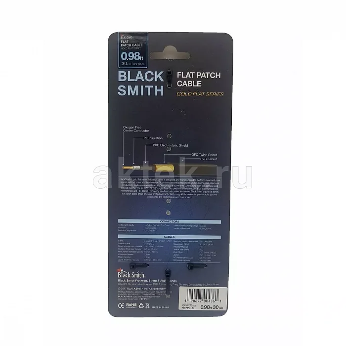 BlackSmith Patch Cable Gold Series 0.98ft инструментальный кабель 2