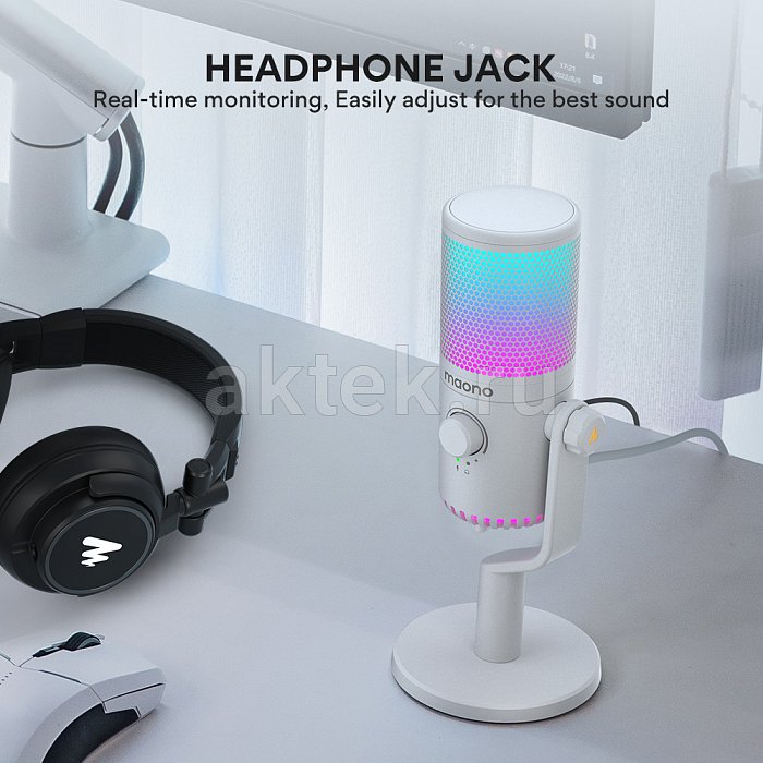 Maono DM30RGB (white), конденсаторный USB микрофон, 24bit/48kHz 10