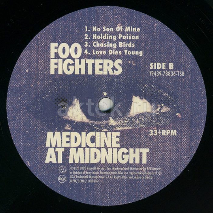 Виниловая пластинка FOO FIGHTERS - MEDICINE AT MIDNIGHT 180 GRAM BLACK VINYL 12" 4