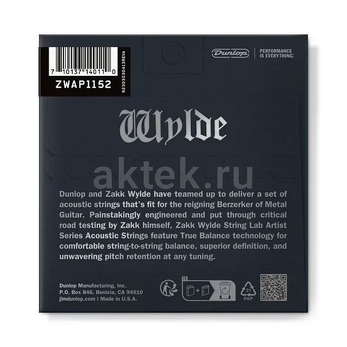 Dunlop ZWAP1152 Zakk Wylde комплект струн, калибр 11-52 2