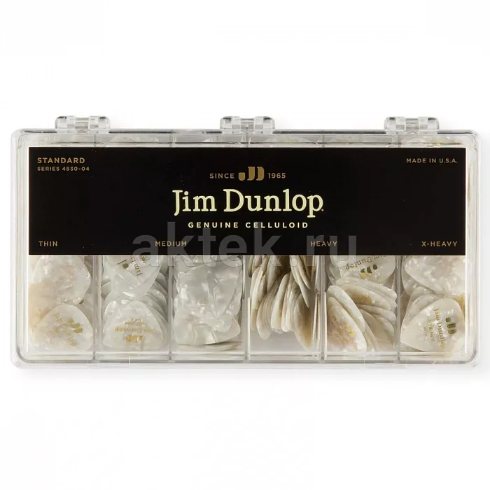 Dunlop 483004 Celluloid White Pearloid Display набор, 432 медиатора