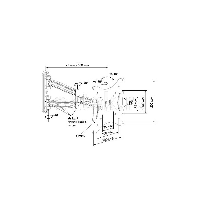 Кронштейн для ЖК телевизора TRONE Algenium LS 51-21 17-37" черный 2