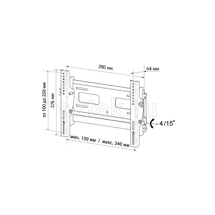 Кронштейн для телевизора TRONE LPS 30-10 17-26" серебро 2