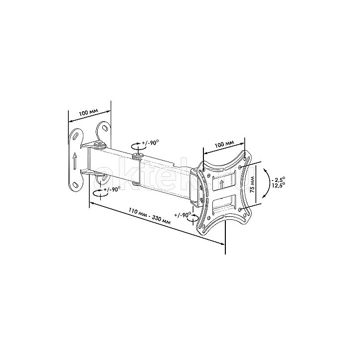 Кронштейн для ЖК телевизора TRONE LPS 51-10 17-23" черный 2