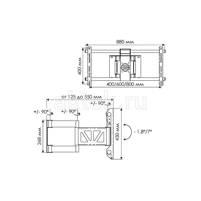 Кронштейн для ЖК телевизора TRONE LPS 53-10 42-65" черный 2