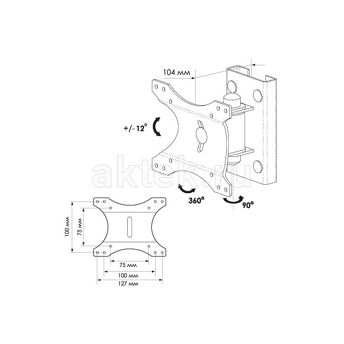 Кронштейн для телевизора TRONE ЖК 70 15-23" серебро 2