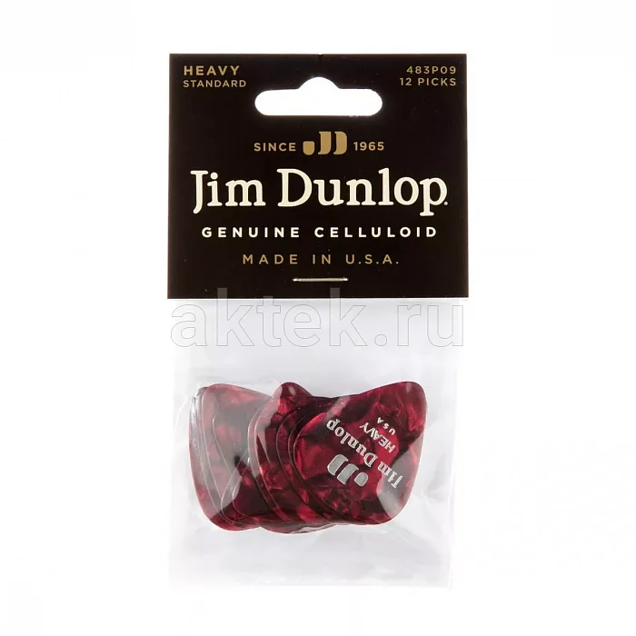 Dunlop 483P09HV Celluloid Red Pearloid Heavy медиаторы, целлулоид, 12 шт 4